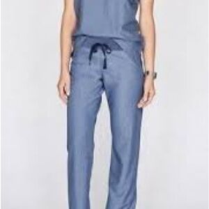 Figs Yola Pants Heather Denim Blue size Small